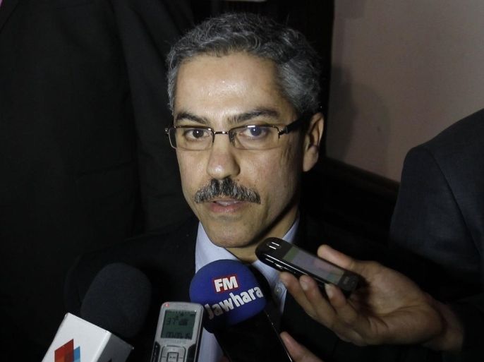 Chafik Sarsar, head of the Independent Election Commission (ISIE) speaks to the media after a news conference in Tunis March 26, 2014. No date has yet been set for the elections, the second ballot since the 2011 uprising that ousted autocrat Zine el-Abidine Ben Ali and the first since the adoption of a new constitution praised internationally as a model for transition to democracy. REUTERS/Zoubeir Souissi (TUNISIA - Tags: POLITICS ELECTIONS)