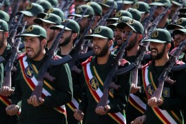 Iranian revolutionary guard soldiers march during the annual military parade marking the Iraqi invasion in 1980, which led to an eight-year-long war (1980-1988) in Tehran, Iran, 22 September 2013. Iranian president Hasan Rowhani said that Iran only wants to end the civil war in Syria for avoiding a new escalation of violence in the Middle East.