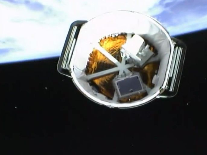This Friday, April 18, 2014 image made from video shows the aft of the SpaceX Dragon capsule as it separates from the second stage rocket into orbit on its own. The Dragon cargo ship is scheduled to reach the orbiting lab on Sunday, April 20, 2014 - Easter morning. (AP Photo/NASA)
