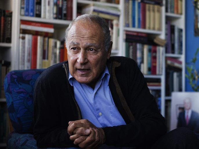 Former Egyptian foreign affairs minister and writer Ahmed Abul Gheit answers to journalists' questions during an interview at his home on February 3, 2013 in the Egyptian capital Cairo. Gheit accused the United States on February 6, 2013 of imposing its 'will' on its Arab ally, as the White House warned that Cairo had failed to even reach a 'minimum threshold' for reform.
