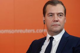 Russia's Prime Minister Dmitry Medvedev looks on during an interview with Reuters in Moscow, October 31, 2013.
