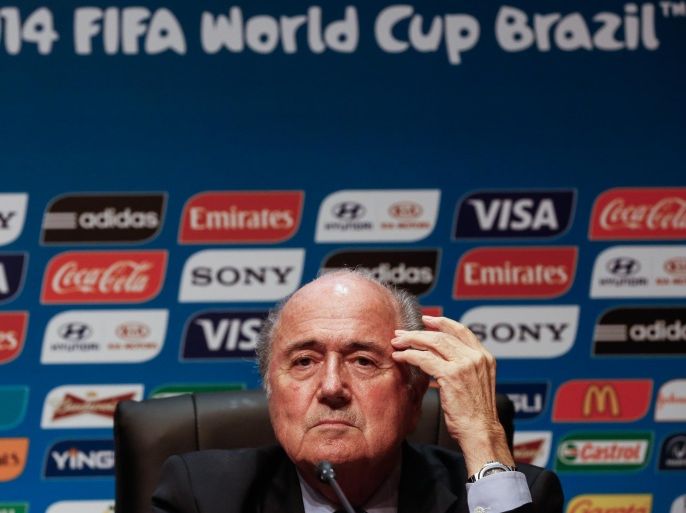 SAO PAULO, BRAZIL - JUNE 05: President of FIFA Joseph Blatter speaks to the media during a press conference following the last session of the Organising Committee for the FIFA World Cup at the Grand Hyatt Hotel on June 5, 2014 in Sao Paulo, Brazil.