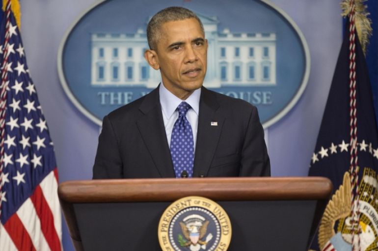 President Barack Obama speaks to members of the media about the situation in Iraq, Thursday, June 19, 2014, in the Brady Press Briefing Room of the White House in Washington. In the strongest sign yet of U.S. doubts about Iraq's stability, the Obama administration is weighing whether to press the Shiite prime minister in Baghdad to step down in a last-ditch effort to prevent disgruntled Sunnis from igniting a full-scale civil war. (AP Photo/Pablo Martinez Monsivais)