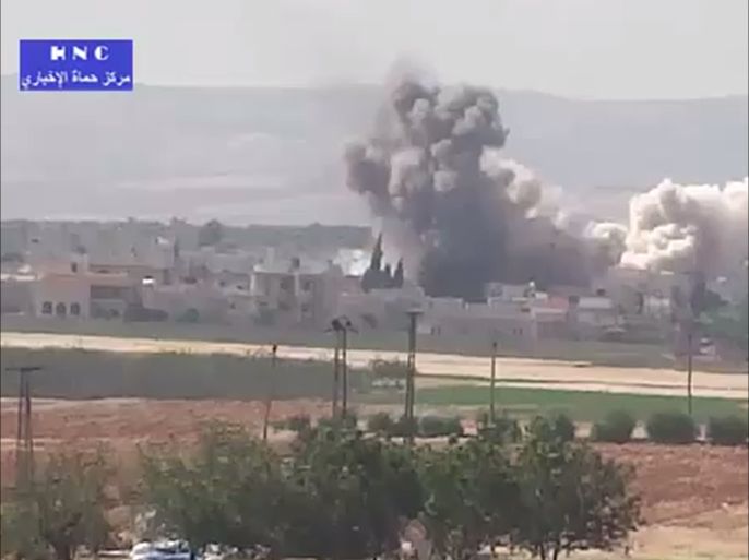 الغارات الجوية على مدينة كفر زيتا بريف حماة( مصدر الصورة نشطاء