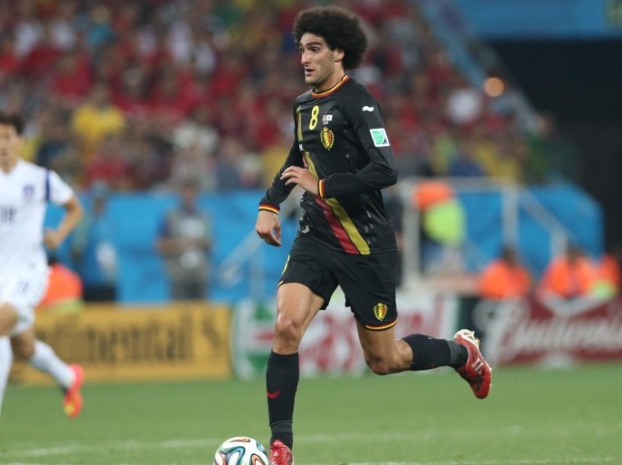 SAO PAULO, BRAZIL - JUNE 26: Marouane Fellaini of Belgium controls the ball during the 2014 FIFA World Cup Brazil Group H match between Korea Republic and Belgium at the Arena de Sao Paulo on June 26, 2014 in Sao Paulo. Photo by Ian MacNicol/Getty Images)