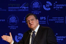European Commission President Jose Manuel Barroso delivers a speech during the 14th annual international conference on security and policy in the Mediterranean coastal city of Herzliya, north of Tel Aviv on June 8, 2014. AFP PHOTO/GIL COHEN-MAGEN
