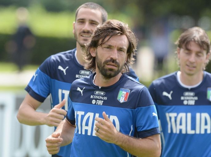 FLORENCE, ITALY - MAY 26: Andrea Pirlo of Italy during a training session at Coverciano on May 26, 2014 in Florence, Italy.