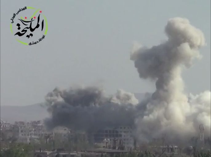 الطيران الحربي يقصف بلدة المليحة بريف دمشق