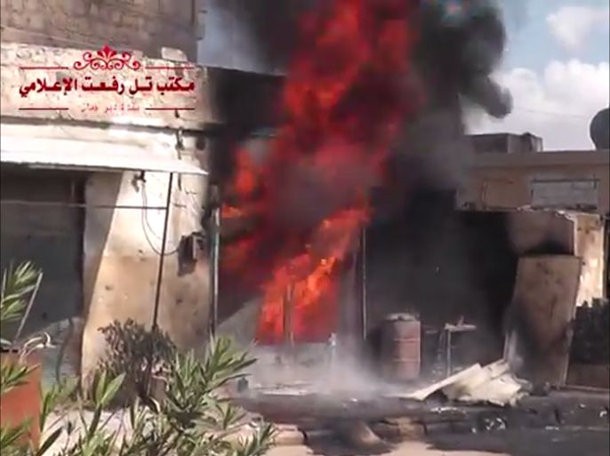 اندلاع الحرائق في بلدة دير جمال بريف حلب