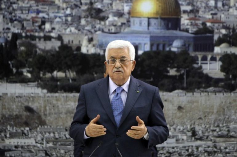 Palestinian Authority President Mahmoud Abbas adresses journalists as he meets with members of the Palestine Liberation Organization (PLO) on July 22, 2014 in the West Bank city of Ramallah, after he prayed for the Palestinians who were killed during the Israeli military offensive in the Gaza Strip. AFP PHOTO / ABBAS MOMANI