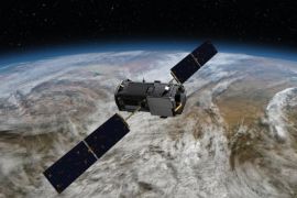 This Jan. 22, 2014, artist concept rendering provided by NASA shows their Orbiting Carbon Observatory (OCO)-2. The OCO-2, managed by NASA's Jet Propulsion Laboratory in Pasadena, Calif., will launch from Vandenberg Air Force Base, Calif., on a Delta II rocket on July 1, 2014. Five years after a NASA satellite to track carbon dioxide plunged into the ocean after liftoff, the space agency is launching a carbon copy _ this time on a different rocket. The $468 million mission is designed to study the main driver of climate change emitted from smokestacks and tailpipes. (AP Photo/NASA/JPL-Caltech)