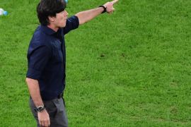Germany's head coach Joachim Loew gestures during the World Cup final soccer match between Germany and Argentina at the Maracana Stadium in Rio de Janeiro, Brazil, Sunday, July 13, 2014. (AP Photo/Francois Xavier Marit, Pool)