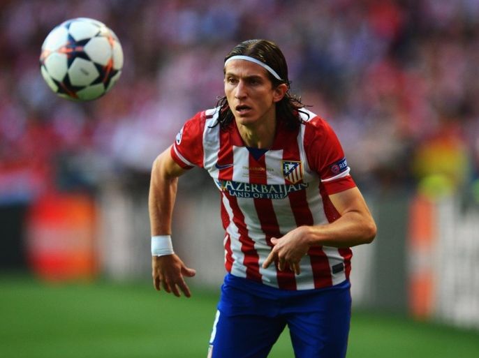 LISBON, PORTUGAL - MAY 24: Filipe Luis of Club Atletico de Madrid in action during the UEFA Champions League Final between Real Madrid and Atletico de Madrid at Estadio da Luz on May 24, 2014 in Lisbon, Portugal.