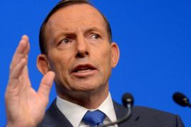 Australian Prime Minister Tony Abbott during a press conference in Canberra, Australia, 21 July 2014. Mr Abbott was reacting to the shooting down of Malaysian Flight MH17 over Ukraine. Twenty-eight people from across Australia were among the 298 people killed in the crash in Ukraine, which the government of Prime Minister Tony Abbott blames on Russia. EPA/ALAN PORRITT AUSTRALIA AND NEW ZEALAND OUT