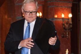 Sergei Ryabkov, deputy Russian foreign minister,during a press conference in Damascus, Syria on 28 June 2014. Ryabko held talks a day earlier with Syrian Foreign Minister Walid al-Moallem and his deputy, Faisal Mekdad. According to media reports, Ryabko called on the United States and Europe to take âseriousâ steps to combat terrorism, warning that the wave of terrorism is spiraling and is threatening a number of regional countries. Ryabkove said that âjoint efforts are the only way to solve the problem of terrorism,â warning that Russia will not remain âhaving its hands tied to its backs towards terrorist groups(EPA PHOTO YOUSSEF BADAWI)