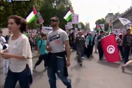 مظاهرة حاشدة في لندن للتنديد بالعدوان على قطاع غزة