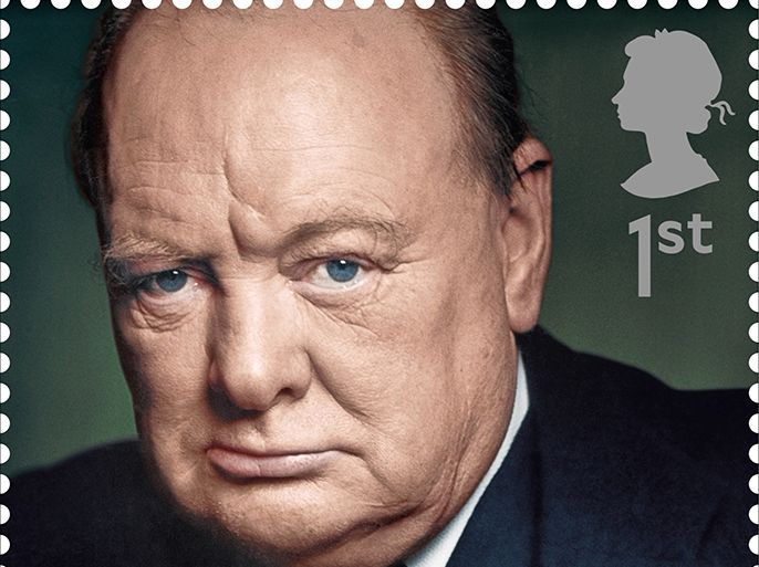 epa04350363 An undated handout image provided by Royal Mail on 12 August 2014 in London, Britain shows a new stamp featuring former British Prime Minister Winston Churchill. The stamp is part of a new range of stamps commemorating