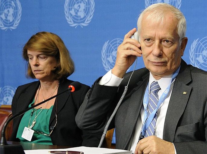 Member of the United Nations (UN) committee of independent experts Mary McGowan Davis (L) and chairman Christian Tomuschat attend a press conference on September 27, 2010 at the UN Office in Geneva. The experts appointed by the UN Human Rights Council said in a report earlier this month that both sides of a three-week conflict in the tiny Palestinian territory nearly two years ago had failed so far to carry out adequate probes into allegations of war crimes. The experts' mission was set up in March after a UN-mandated report by South African judge Richard Goldstone accused both Israel and Palestinian groups of war crimes during the conflict which erupted in late December 2008.