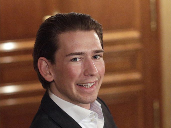 epa03988901 A picture made available on 13 December 2013 shows Sebastian Kurz of the Austrian Peoples Party