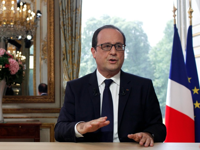 هولاند أكد أن فرنسا لن ترسل قوات برية لمحاربة تنظيم الدولة (أسوشيتد برس)