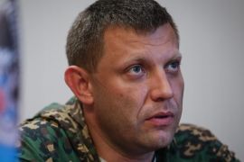 Alexander Zakharchenko, Prime Minister Donetsk People's Republic speaks during a press conference in Donetsk, eastern Ukraine, 18 August 2014. Alexander Zakharchenko denied that Ukrainian military lockdown of the town of Gorlovka and surrounded Donetsk. He issued a statement saying the Ukrainian military used chemical weapons in the area controlled by the militia. 'The day before yesterday, the Ukrainian military shelled the village of Dmitrievka, used chemical weapons', he said.