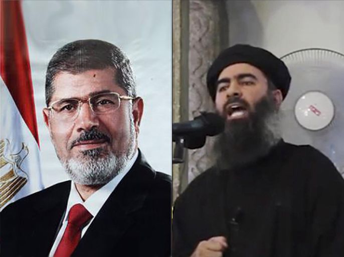 محمد مرسي وزعيم داعش أبو بكر البغدادي