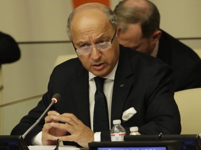 French Foreign Minister Laurent Fabius speaks at a meeting titled, Syria: 'Supporting Moderate Voices' during the general debate of the 69th session of the United Nations General Assembly at United Nations headquarters in New York, New York, USA, 24 September 2014.