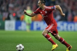 Bayern Munich's Frank Ribery runs in to score the first goal of the game during the Champions League group D soccer match against Manchester City at the Etihad Stadium in Manchester, England, Wednesday, Oct. 2, 2013. (AP Photo/Clint Hughes)