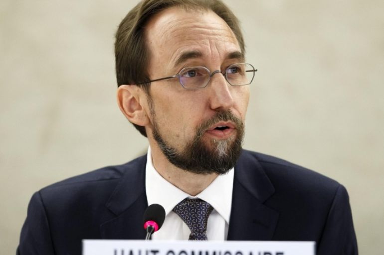 UN High Commissioner for Human Rights Jordan's Zeid Ra'ad al Hussein addresses his first statement as new UN high Commissoner in front of the assembly, during the 27th session of the Human Rights Council, at the European headquarters of the United Nations in Geneva, Switzerland, 08 September 2014.