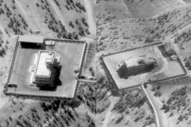 Pictures showing an ISIL Command and Control Center in Syria before (L) and after it was struck by bombs dropped by a U.S. F-22 fighter jet are seen in handouts released by the U.S. Department of Defense (DOD) September 23, 2014. This was the first time the F22 was used in a combat role according to the DOD. The United States and its Arab allies bombed Syria for the first time on Tuesday, killing scores of Islamic State fighters and members of a separate al Qaeda-linked group, opening a new front against militants by joining Syria's three-year-old civil war. REUTERS/US Department of Defense/Handout (UNITED STATES - Tags: MILITARY CONFLICT) THIS IMAGE HAS BEEN SUPPLIED BY A THIRD PARTY. IT IS DISTRIBUTED, EXACTLY AS RECEIVED BY REUTERS, AS A SERVICE TO CLIENTS. FOR EDITORIAL USE ONLY. NOT FOR SALE FOR MARKETING OR ADVERTISING CAMPAIGNS