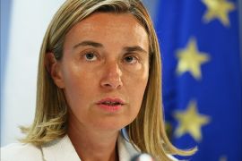 epa04376070 (FILE) A file picture dated 22 July 2014 shows Italian Foreign Minister Federica Mogherini delivering a press conference after a Foreign Affairs Council meeting at the EU Council headquarters in Brussels, Belgium. Reports on 30 August 2014 state European Union at a special summit in Brussels nominated Mogherini as successor for EU foreign policy chief Catherine Ashton, whose term ends on October 31. EPA