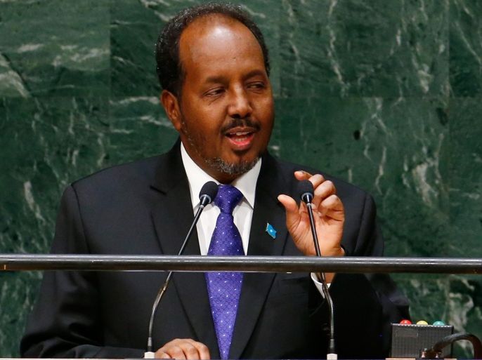 Hassan Sheikh Mohamud, President of Somalia, addresses the 69th United Nations General Assembly at the U.N. headquarters in New York September 26, 2014. REUTERS/Lucas Jackson (UNITED STATES - Tags: POLITICS)