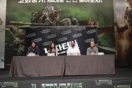 SEOUL, SOUTH KOREA - AUGUST 27: Director Jonathan Liebesman, Actress Megan Fox, Producer Andrew Form and Producer Brad Fuller attend the Press Conference of Paramount Pictures' 'TEENAGE MUTANT NINJA TURTLES' at Shilla Hotel on August 27, 2014 in Seoul, South Korea.