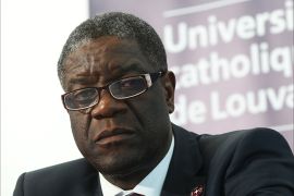 (FILES) A file picture taken on February 3, 2014 shows Democratic Republic of Congo's gynaecologist Denis Mukwege during a press conference concerning Honorary Degrees at the UCL Louvain-La-Neuve university. Mukwege won the European Parliament's prestigious Sakharov human rights prize on October 21, 2014 for his work in helping thousands of gang rape victims in the Democratic Republic of Congo.