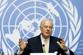 United Nations Special Envoy for Syria, Staffan de Mistura addresses his first news conference at the United Nations European headquarters in Geneva October 10, 2014. REUTERS/Denis Balibouse (SWITZERLAND - Tags: POLITICS)