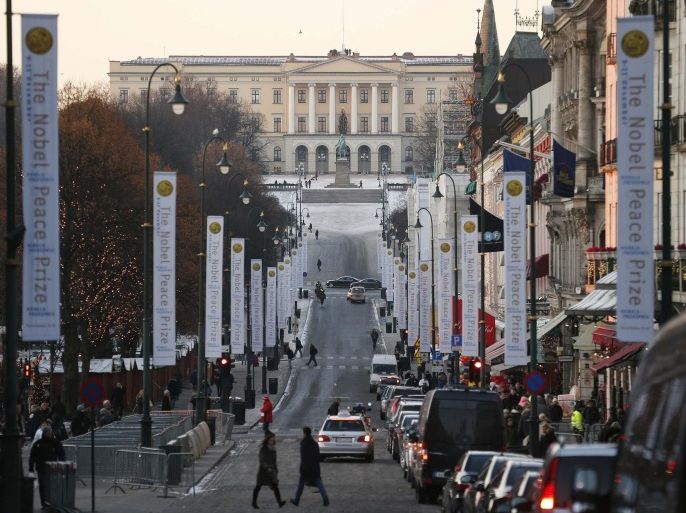 The Royal Palace is seen at the end of Karl Johans Gate in Oslo December 11, 2012.