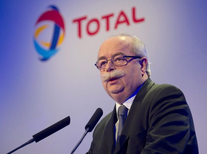 (FILE) CEO of French multinational oil company Total, Christophe de Margerie presents the company's 2011 financial results during a press conference in Paris France, 10 February 2012. Margerie died in an air crash in Moscow, Russia on 21 October 2014. It is reported that also three crew members died in the accident.