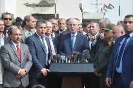مؤتمر صحفي لرئيس حكومة الوفاق الوطني الفلسطينية رامي الحمدالله في غزة
