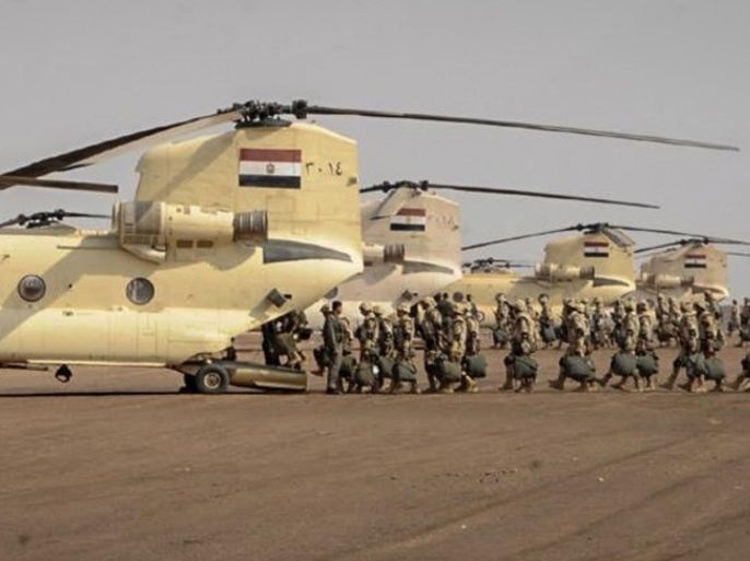SINAI, EGYPT - OCTOBER 27: Military helicopters and soldiers of Egyptian Armed Forces are seen as Egypt reinforces its 2. and 3. armies in the Sinai Peninsula, Egypt on October 27, 2014.