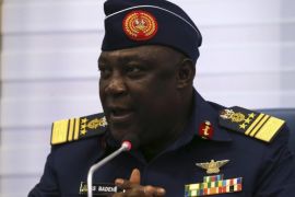 New Chief of Defence Staff, Air Marshal Alex Badeh, speaks during a handing over ceremony in Abuja January 20, 2014. Nigerian President Goodluck Jonathan replaced his entire military leadership last Thursday after serious setbacks in the struggle against an Islamist insurgency, and he lost a close political ally who quit as crisis grips the ruling party. The presidency announced the removal of the chiefs of defence, army, navy and air force and named their successors without explanation. Badeh - who is from Adamawa state, one of three in the northeast under emergency rule - takes over from Admiral Ola Sa'ad Ibrahim as the new chief of defence staff. REUTERS/Afolabi Sotunde (NIGERIA - Tags: MILITARY POLITICS)