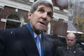 United States Secretary of State John Kerry speaks to the media after paying respects as former mayor Thomas Menino lies in state at Faneuil Hall in Boston, Massachusetts, USA, 02 November 2014. Mourners waited in rain and snow for several hours to honor the longest serving mayor in the history of Boston.