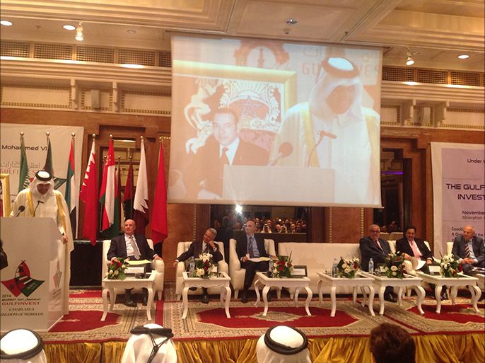 الجلسة الافتتاحية للملتقى الرابع للاستثمار الخليجي المغربي الذي عرف مشاركة رئيس الوزراء المغربي ووزير الاقتصاد والتجارة القطري