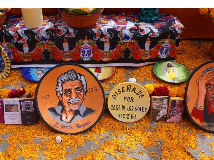 Altar to Gabriel Garcia Marquez a Columbian Author who died in Mexico in April 2014 San Miguel de Allende Mexico