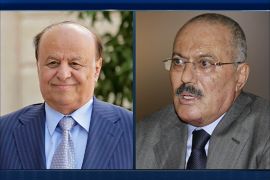 الرئيس اليمني المخلوع علي عبد الله صالح (يمين) والحالي عبد ربه منصور هادي (يسار)