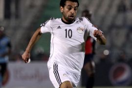 Egyptian player Mohamed Salah controls the ball during the African Cup of Nations qualifying soccer match between Egypt and Botswana at the Cairo Stadium in Cairo, Egypt, 15 October 2014 EPA/KHALED ELFIQI EGYPT OUT