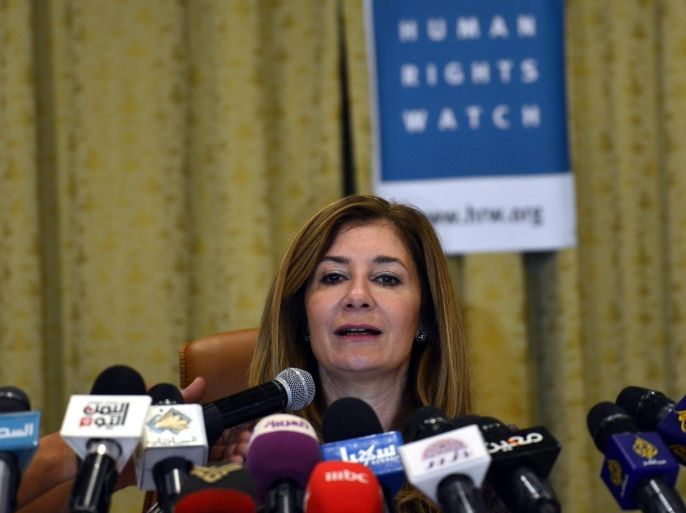 The director of the HRW's Middle East and North Africa division Sarah Leah Whitson makes remarks at a press conference to announce HRW 2014 report findings on Yemen in Sanaa, Yemen, 27 January 2014. Human Rights Watch said in its World Report 2014 that Yemen's current government that succeeded former president Ali Abdullah Saleh in 2012 following mass protests failed to address multiple human rights challenges, including conflict-related abuses, legally sanctioned discrimination against women and non-accountability for the previous governments human rights violations all persisted in 2013.