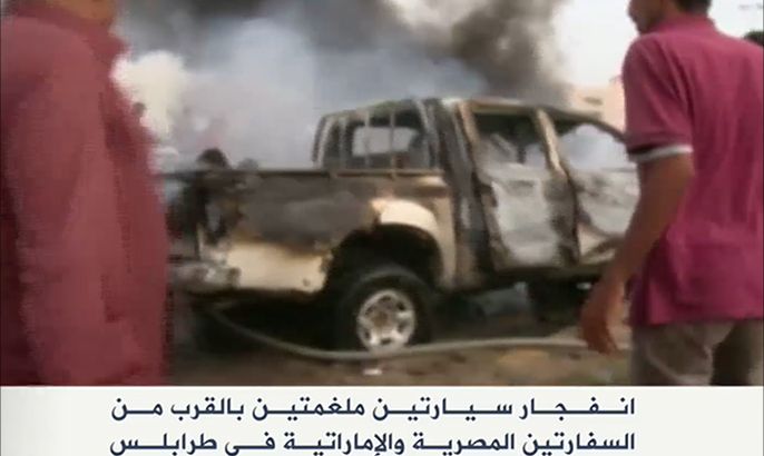 انفجار قرب سفارتي الإمارات ومصر بطرابلس