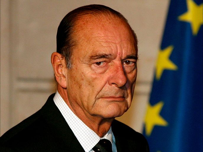 epa03034474 (FILE) A file photo taken 06 November 2006 shows then French President Jacques Chirac at the Elysee Palace in Paris, France. A French court on 15 December 2011 has found Chirac guilty of embezzlement and abuse of power. The former French president was given a two-year suspended prison sentence. EPA
