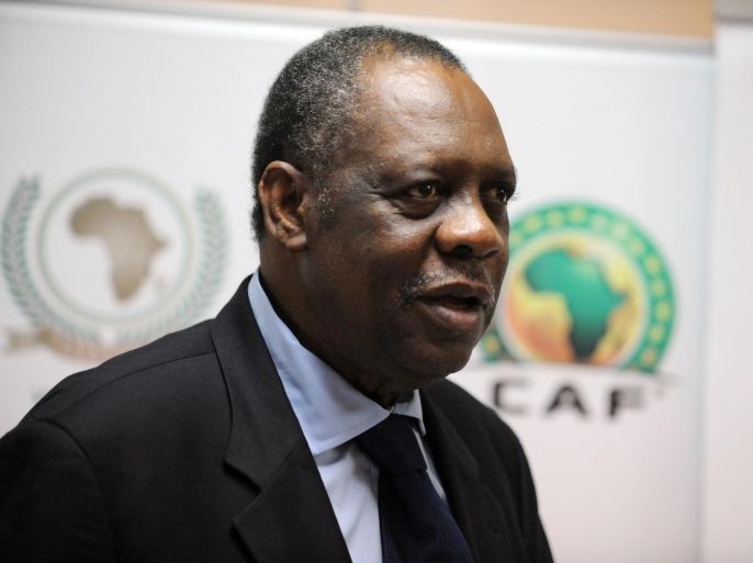 Confederation of African Football President Issa Hayatou looks on during a press conference dedicated to the giving of a $200,000 check by CAF to the African Union for their campaign against famine and hunger in Africa, in Libreville, on February 11, 2012.