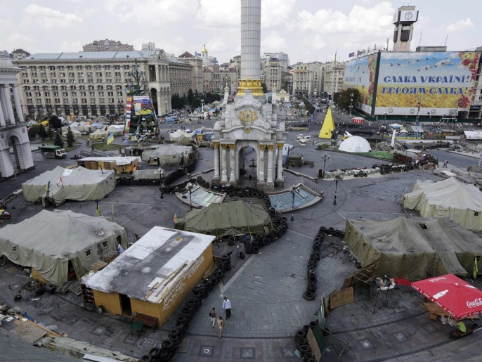 ‪ميدان الاستقلال بالعاصمة الأوكرانية حيث اندلعت الاحتجاجات التي أطاحت يانوكوفيتش‬ (رويترز-أرشيف)